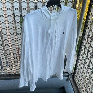 Polo Ralph Lauren Hooded Long Sleeved Jersey T-Shirt 2XB White RARE